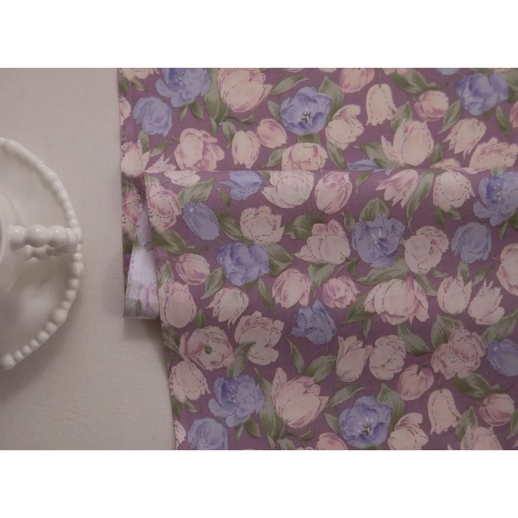 ผ้าคอตตอน 100% คอตตอนทอทวิล ผ้าเมตร ตัดขายเป็นเมตร ผ้าหน้ากว้าง 1.6 เมตร พิมพ์ลายทิวลิป