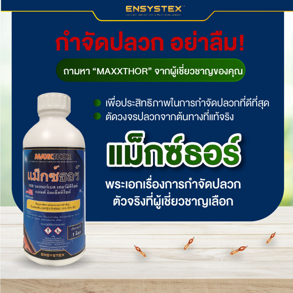 💥น้ำยากำจัดปลวกแม็กซ์ธอร์  MAXXTHOR  เคมีกำจัดปลวก ยุง แมลงสาบ มด  Bifenthrin 10% Made In USA