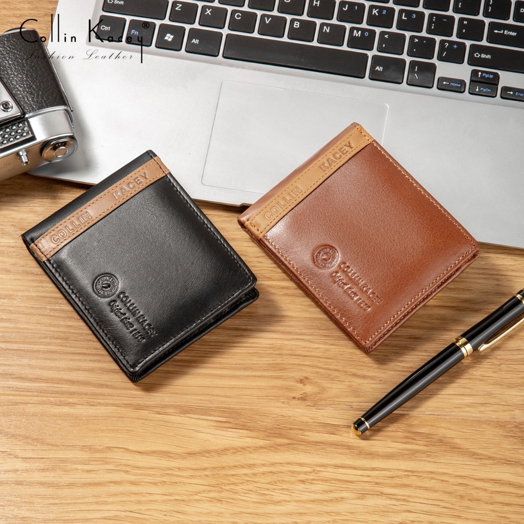 Collin Kacey A23 กระเป๋าสตางค์หนังแท้ กระเป๋าสตางค์ใบสั้น กระเป๋าสตางค์ผู้ชาย Men’s wallets