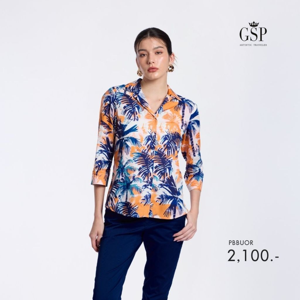 GSP Woman's shirt Venice Beach เสื้อผู้หญิง แขนสามส่วน สีส้ม PBBUOR