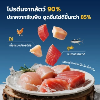 Bite Of Wild FARM อาหารแมวทูน่า ขนาด 4.5 กก. Grain free โปรตีนสัตว์ 90% เสริมโพรไบโอติกส์ สำหรับแมวกระเพาะอ่อนไหว