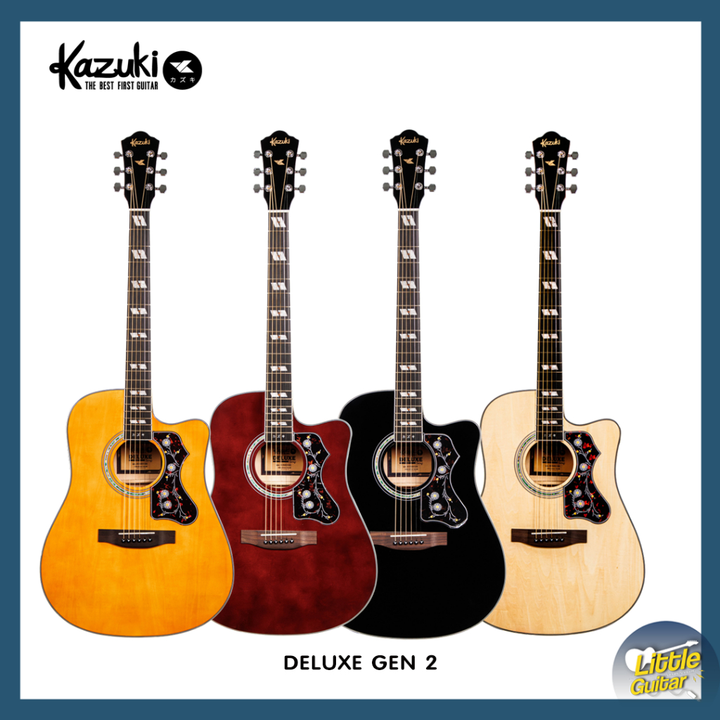 กีต้าร์โปร่ง 41 นิ้ว Kazuki Deluxe DLKZ-41C GEN2 | เสียงทุ้มหนา เล่นง่าย | ของแท้ พร้อมส่ง