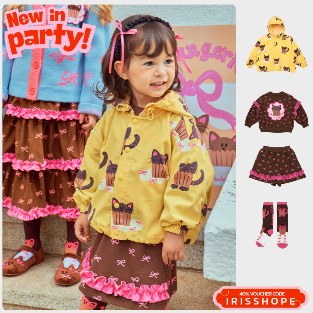 【พร้อมส่ง Jacket】「สินค้าลิขสิทธิ์แท้」IRIS KIDS 25 autumn Bebe series IKS33039 little cat เสื้อผ้าสไตส์เกาหลี