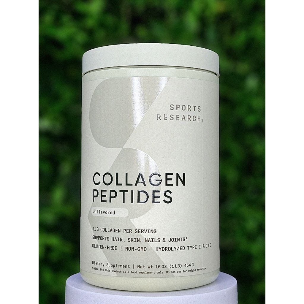 Sports Research Collagen Peptides - hydrolyzed type I & III รสจืด 454กรัม
