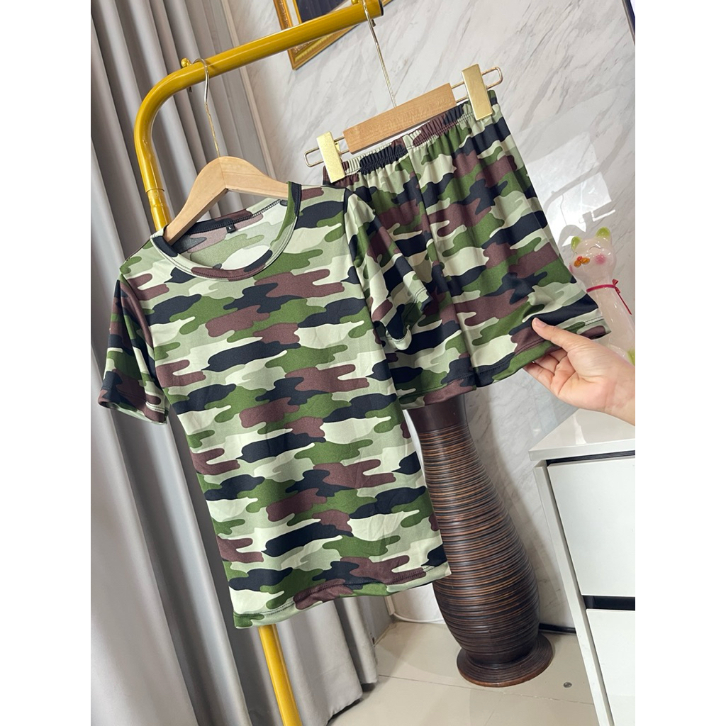 ชุดเด็ก ลายทหาร พราน แขนสั้น+ขาสั้น ผ้าไมโครนิ่มใส่สบาย โพลีเอสเตอร์ ทหารพราน (ส+ส)แขนสั้น+ขาสั้น