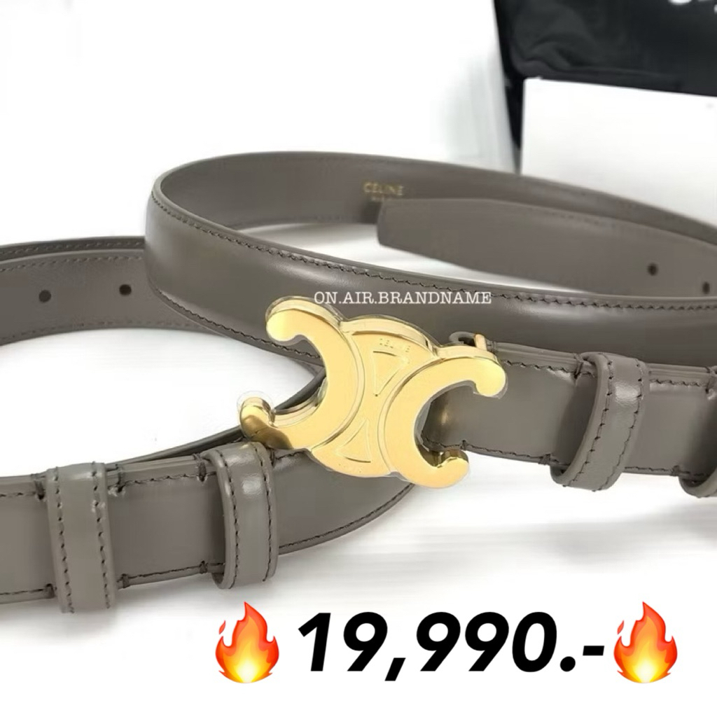 New celine medium triomphe belt 2.5 cm. สี pebble สวยมาก เข็มขัดรุ่นฮิต