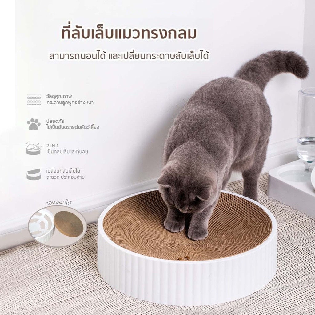 🔥รับรองว่าถูกที่สุด🔥 ที่ลับเล็บแมว ที่นอนแมว 2 in 1 ทรงกลม เปลี่ยนกระดาษลับเล็บได้ ที่ฝนเล็บแมว บ้านแมว ของเล่นแมว รูปที่ 2