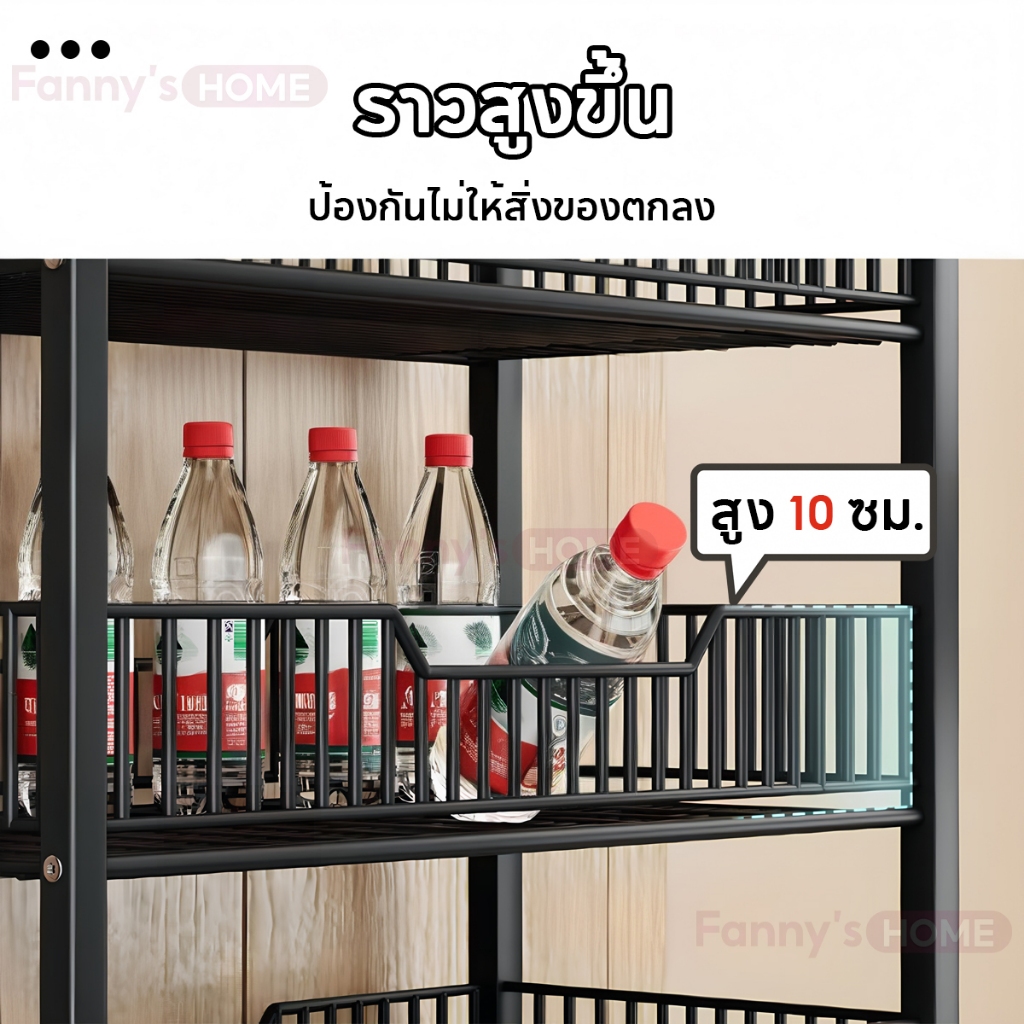 ชั้นแขวนฮุก ชั้นวางของมีล้อ ฟรีตะขอ 15 อัน ชั้นวางจิปาถะ มีสีขาว/ดำ ชั้นวางของ มัลติฟังก์ชั่น ชั้นวางสินค้า 165CM - รูปที่ 3