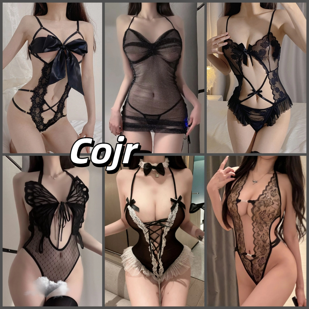 Cojr💖sex💖ชุดบอดี้สูท ชุดบอดี้สูทเซ็กซี่.  ห้อยคอ คอวีลึก เปิดเป้า ผ้าซีทรู  เว้าหลัง เปิดเผยหน้าอก ลูกไม้เซ็กซี่ 💕girl💕 - รูปที่ 2