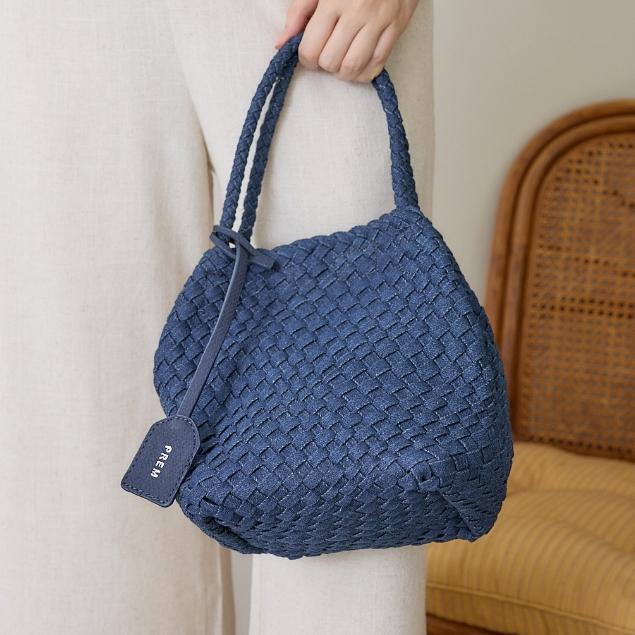 ╰╰ 🧁กระเป๋าโฮจิ ทรงหิ้ว ผ้ายีนส์สาน พร้อมป้ายแท็ก แถมกระเป๋าใบเล็ก #907╰╰ 🧁