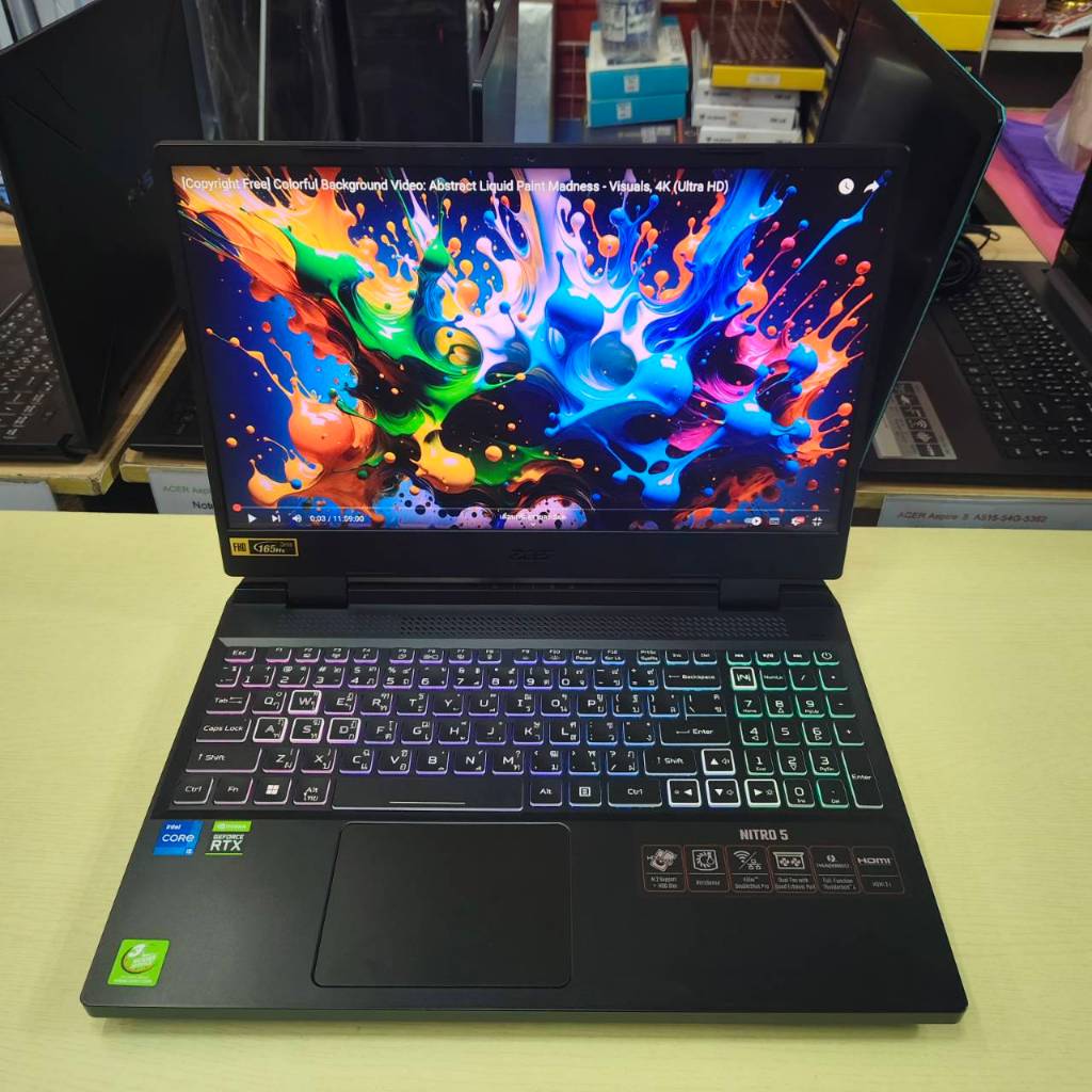 ACER NItro 5 AN515-58-55UB สภาพเครื่อง 95% ประกัน J.I.B 25/7/2026 ติดฟิล์มกันรอยหน้าจอแล้ว