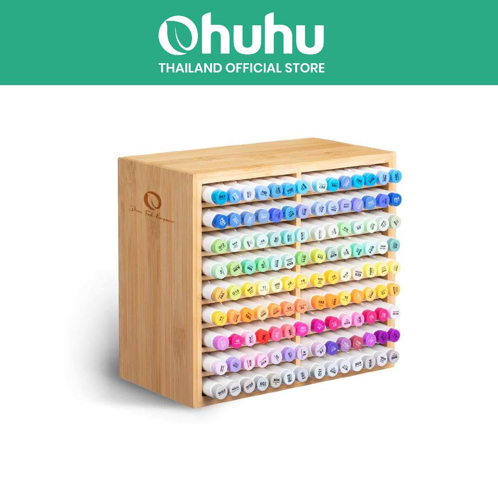 FOLIO ART : ชั้นจัดเก็บมาร์คเกอร์ Ohuhu Bamboo marker organizer (hold 126 marker) : 90536