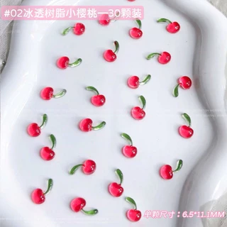 เรซิ่นเชอร์รี่ 30ชิ้น สำหรับแต่งเล็บสีแดงเชอร์รี่ผลไม้น่ารักการ์ตูน Girly 3D เรซิ่นเล็บ Art DIY ตกแต่ง🇹🇭🇹🇭🇹🇭