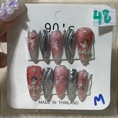 M48เล็บเจลทำมือสีชมพู