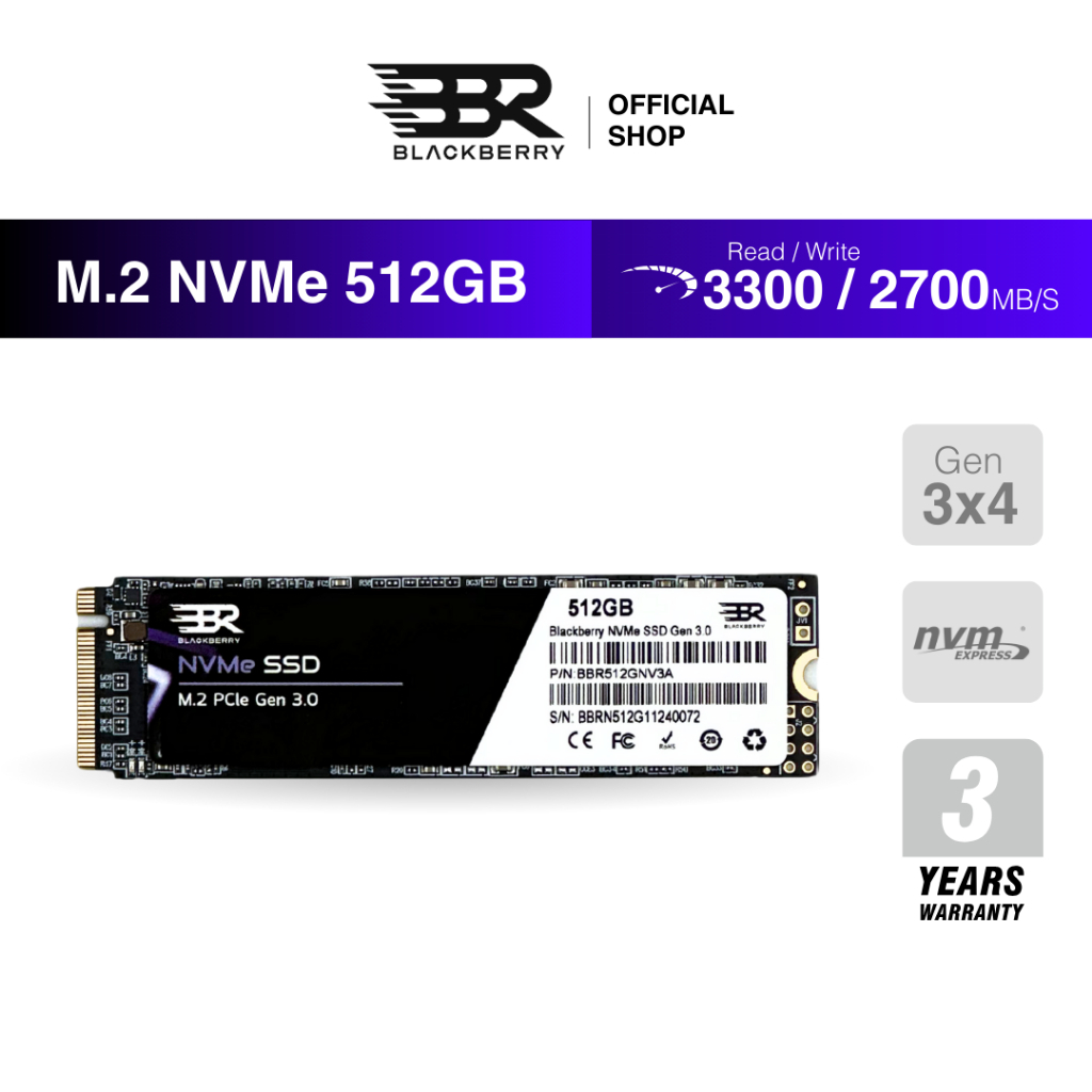 512GB M.2 SSD NVMe PCIe 3.0 Blackberry (BBR) รับประกัน 3 ปี