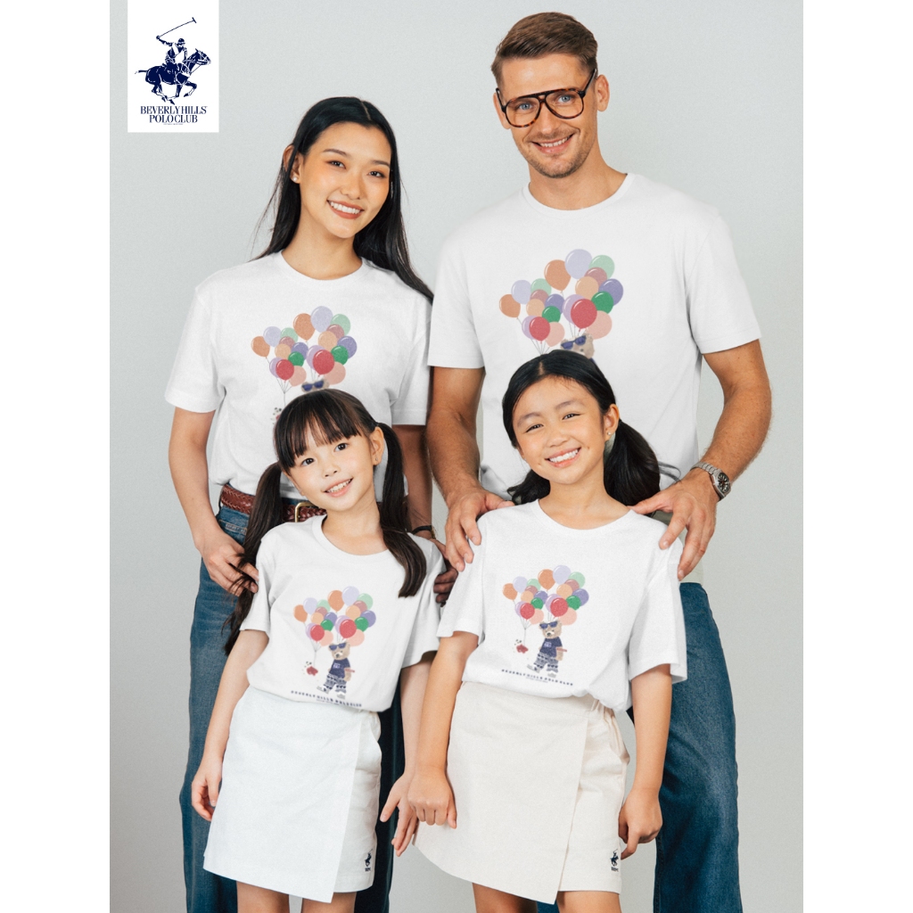 BEVERLY HILLS POLO CLUB  เสื้อยืดคอกลมแขนสั้น Family SET ลาย Bearry Happy รุ่น BNSG106 และ KNSG106