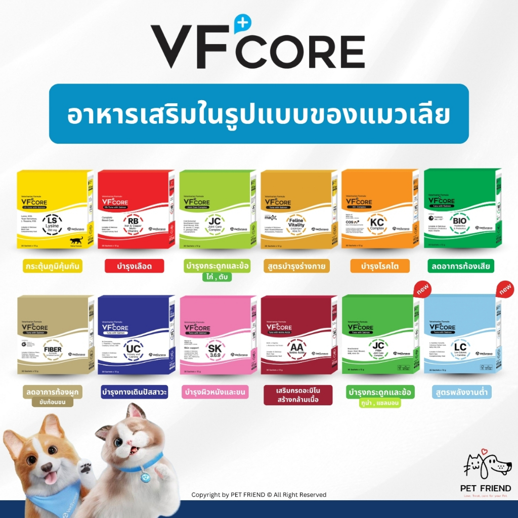 VF+Core 🐱 อาหารเสริมแมวเลีย No#1 ที่สัตวแพทย์ส่วนใหญ่แนะนำ "สุขภาพดี... ที่แสนอร่อย" VFCore