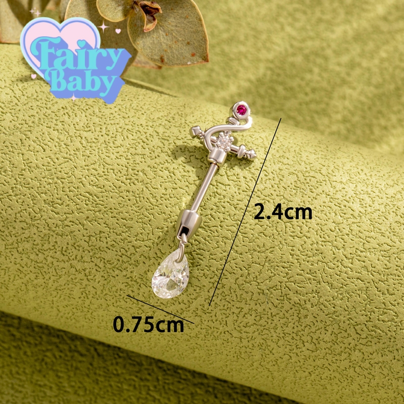 Fairybaby จิว Angel Sword Vertical ( 1 ชิ้น ) แป้นแบน จิวตุ้มหู ทรงยาว ดีไซน์สวย คฑา 0.8 (J3-005)