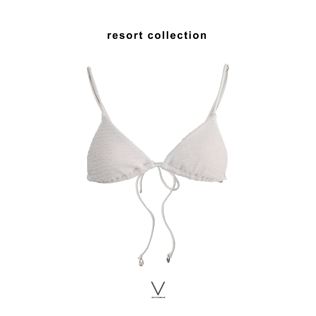 RESORT COLLECTION 2025 WHITE SMOCK BIKINI BRA  บิกินนี่ผ้าสมอคสีขาว ผ้าหนา มีฟองน้ำในตัว กัน UV UPF 50+