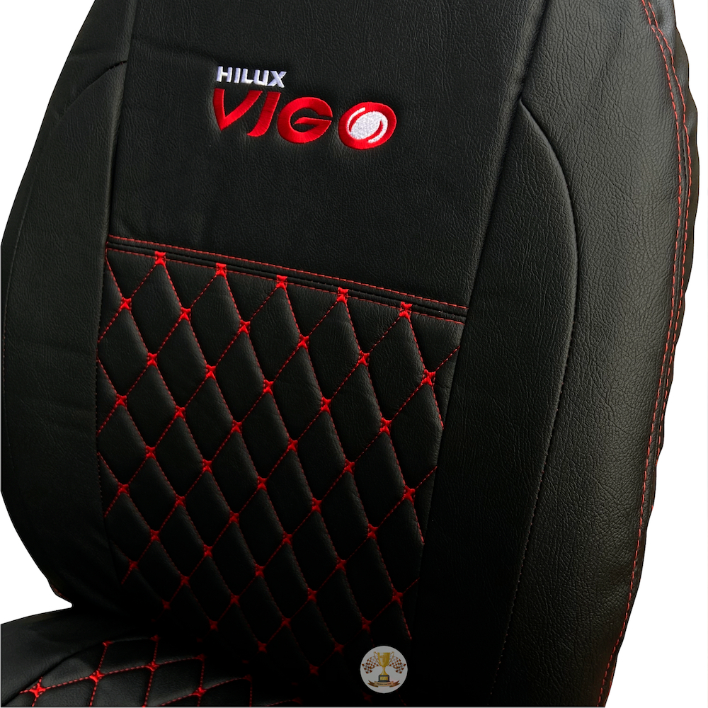 ชุดหุ้มเบาะ VIP 5D TOYOTA VIGO หุ้มเต็ม เข้ารูป ตรงรุ่น[ สีดำ-ด้ายแดง ] หุ้มเบาะ โตโยต้า วีโก้ มีกระเป๋าหลัง ราคา ถูกที่สุด ดีลบีเคเค แกลเลอรีภาพที่ 3