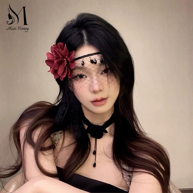 🎃🎃Halloween หน้ากากลูกไม้สีดำแฟนซี, หน้ากากปิดตาลูกไม้สีดำ, งานแสดงสินค้า, หน้ากากปาร์ตี้//Miss Honey