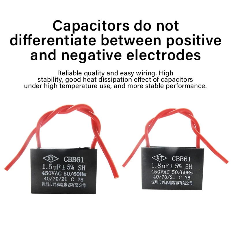 คาปาซิเตอร์ พัดลม​ มีสายไฟ ตัวเก็บประจุ Capacitor คอนเดนเซอร์พัดลม RM CBB61 1.5uF/1.8/2.0/2.5uF อะไหล่พัดลม HATARI thumbnail 9