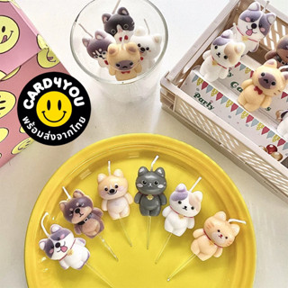 [พร้อมส่ง🇹🇭] เทียนน้องหมา & น้องแมว 3 แท่ง/pack มีหลายแบบให้…