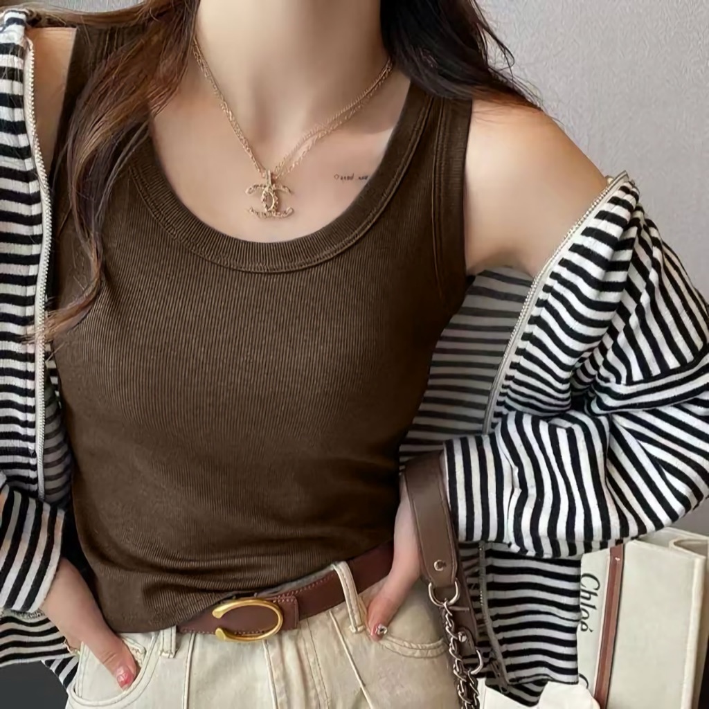 เสื้อกล้ามไม่มีบราไม่มีฟองน้ำ รุ่น W888 สำหรับผู้หญิง เสื้อกล้ามลำลอง สีพื้นเบสิก แมตซ์กับทุกลุคทุกสไตล์ เเฟชั่นฤดูร้อน