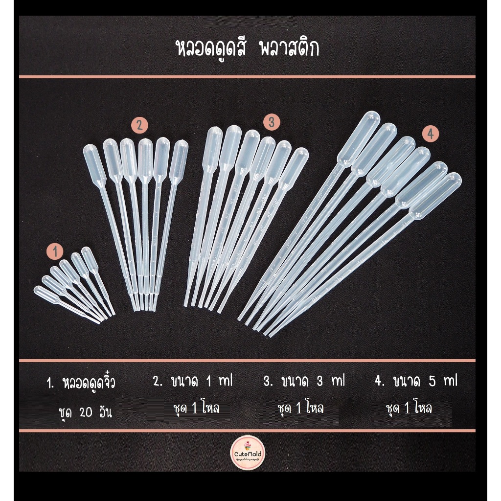 หลอดหยดพลาสติก เลือกขนาด  (มี 4 ขนาด)/ ราคา ต่อ 1 แพ๊ค