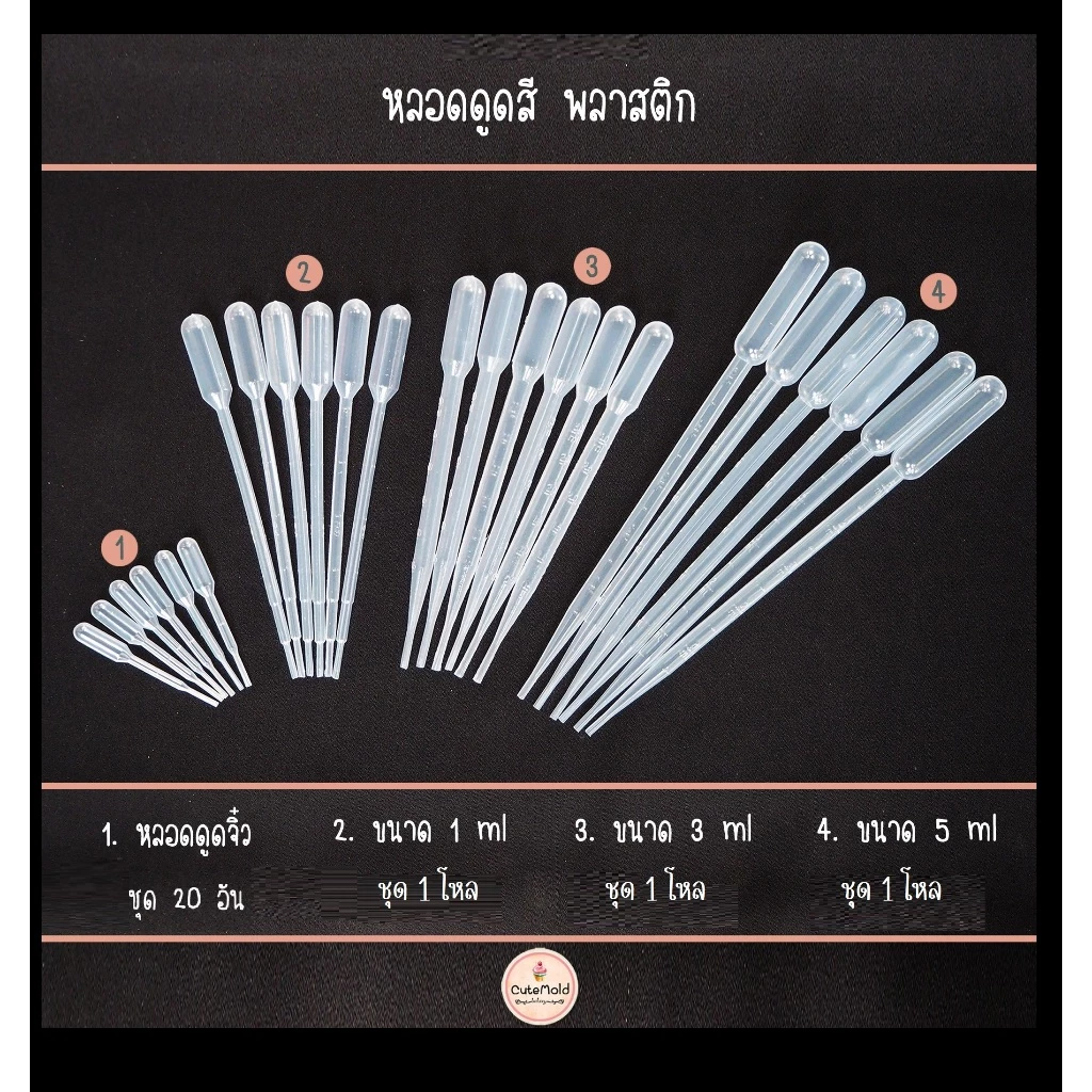 หลอดหยดพลาสติก เลือกขนาด (มี 4 ขนาด)/ ราคา ต่อ 1 แพ๊ค