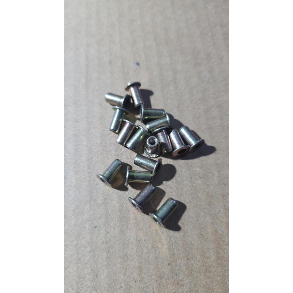 BEM-3 รีเวทนัทเหล็กชุบรุ้ง ชนิดหัวแบน คอลาย M3x0.5 สินค้าคงเหลือ/ชิ้น = 140 (PK-D091)