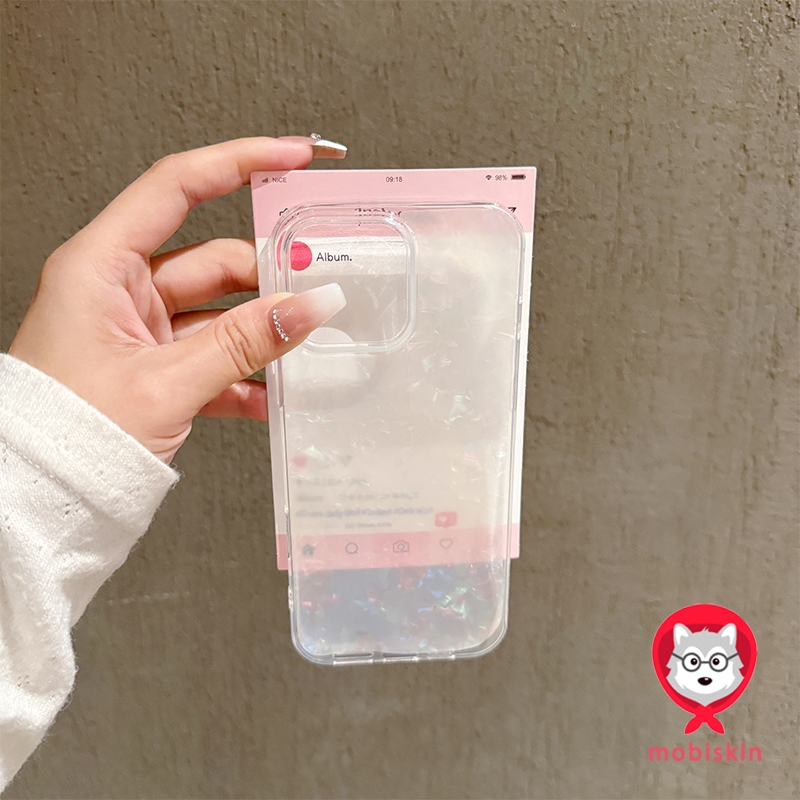 เคสโทรศัพท์มือถือ กันกระแทก รูปแบบเปลือก ลายกลิตเตอร์ แวววาว for 11 12 13 15 14plus 15 pro max XR 12 13pro  6P 7P 8P XS