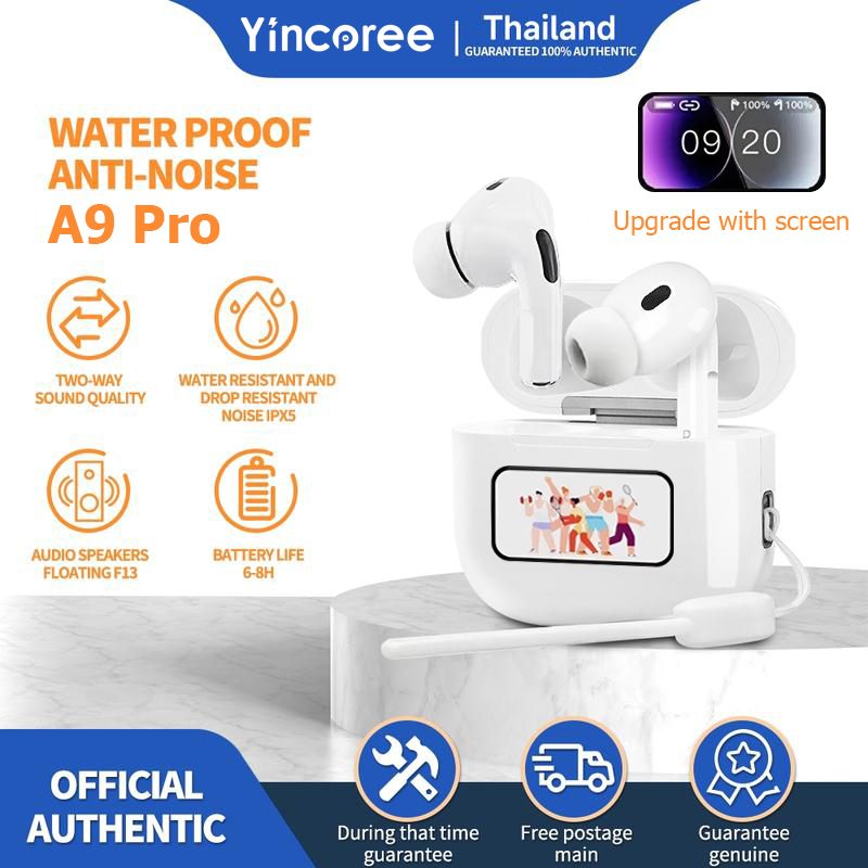 【รับประกัน 3 ปี】A9 Pro หูฟัง LED อัจฉริยะ iPX5 พร้อมระบบตัดเสียงรบกวน ANC/ENC สำหรับ iPhone/Android