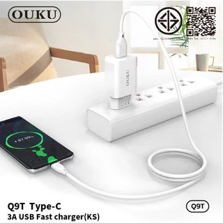 ชุดชาร์จ OUKU Q9 ชาร์จเร็ว 3A ชุดชาร์จ1USB 3A FAST CHARGE หัวชาร์จ+ สาย ยาว1เมตร สำหรับ for L/Type C/Micro