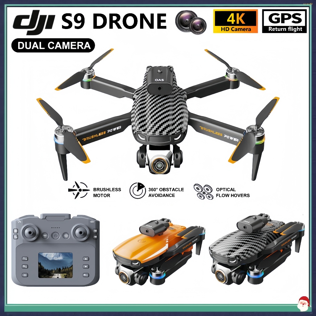 DJI S9 Proโดรนหน้าจอไร้แปรงถ่าน โดรนขึ้นลงด้วยปุ่มเดียว หลบหลีกสิ่งกีดขวางอัจฉริยะ แบบพับได้และการไหลของแสงพร้อมความสามา