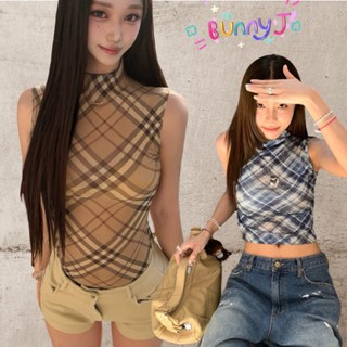 เสื้อคอเต่า ซีทรู ลายตาราง พร้อมส่งในไทย ดีเทลผ้าซีทรู ลายตา…