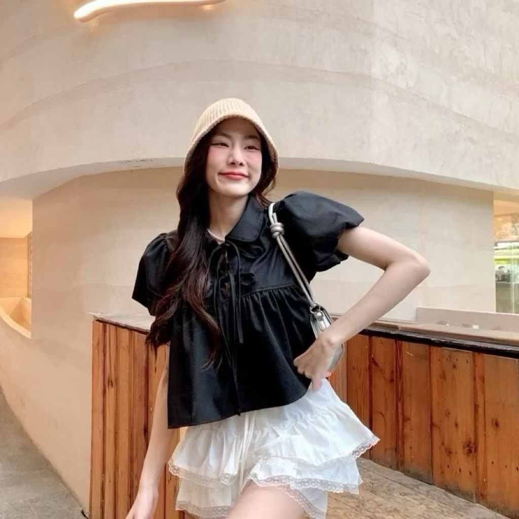 เสื้อลินินคอปกบัวDetailผูกโบว์สบายช่วงอกทรงสวยใส่สบายแมทช์ง่าย♾️ ราคา ถูกที่สุด ดีลบีเคเค แกลเลอรีภาพที่ 5