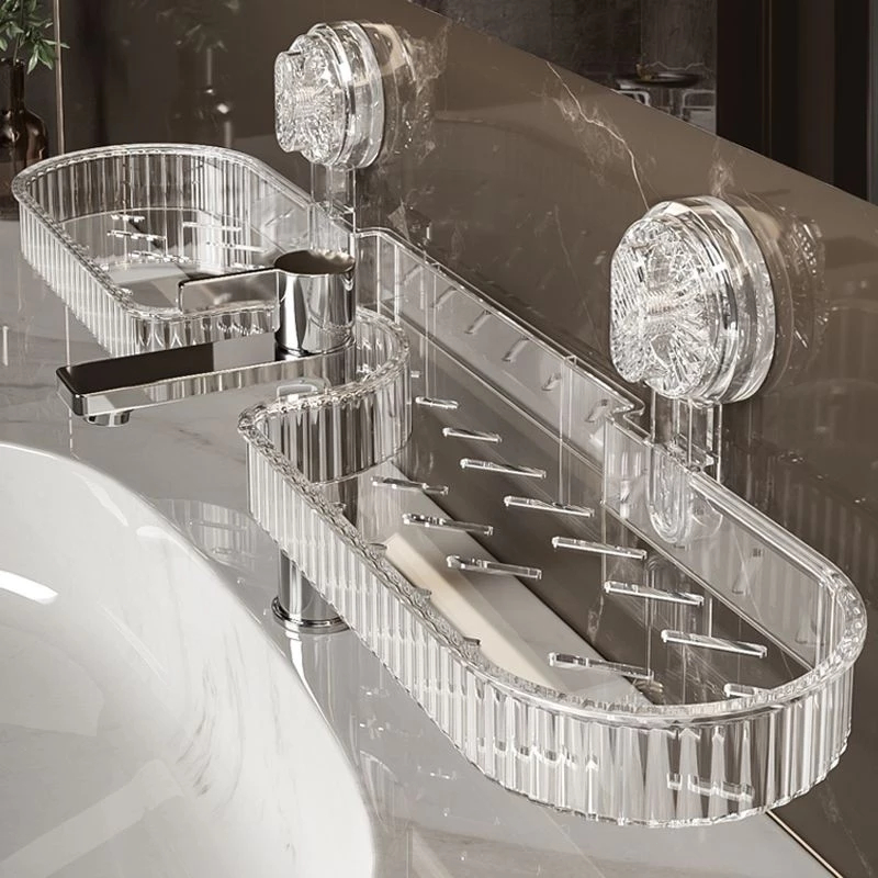 ชั้นวางของในห้องน้ำ ติดผนัง ไม่ต้องเจาะ ห้องน้ำชั้นวางเครื่องสำอาง  ชั้นวางของในห้องน้ำ แบบถ้วยดูด