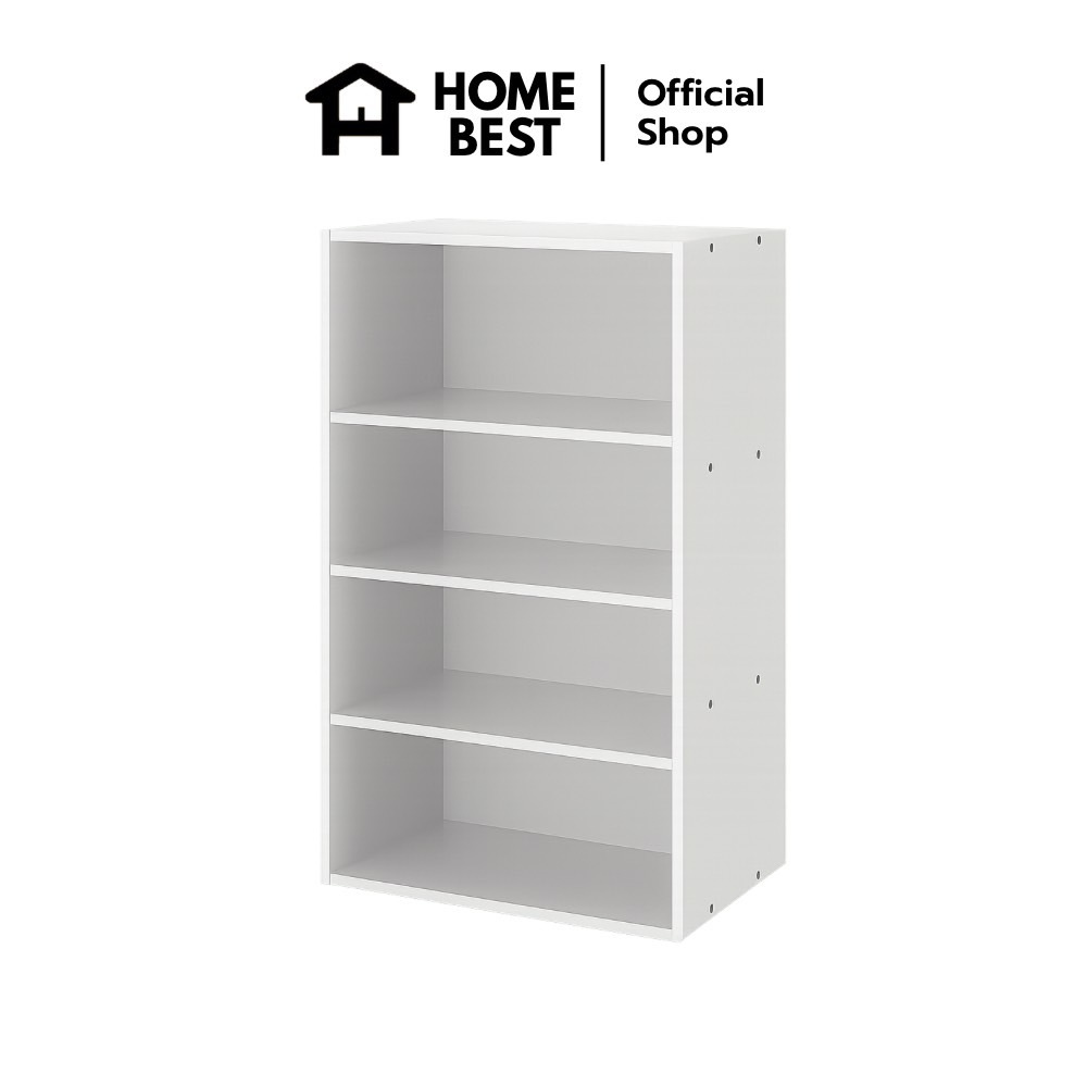 HomeBest ชั้นวางของอเนกประสงค์ 4 ชั้น โครงสร้างไม้เกรดพรีเมียม แข็งแรงทนทาน ชั้นวางหนังสือมินิมอล