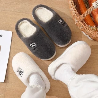 (พร้อมส่งจากไทย) รองเท้าใส่ในบ้าน หัวปิด สลิปเปอร์ ขนนุ่มฟู ใส่สบาย พื้นกันลื่น