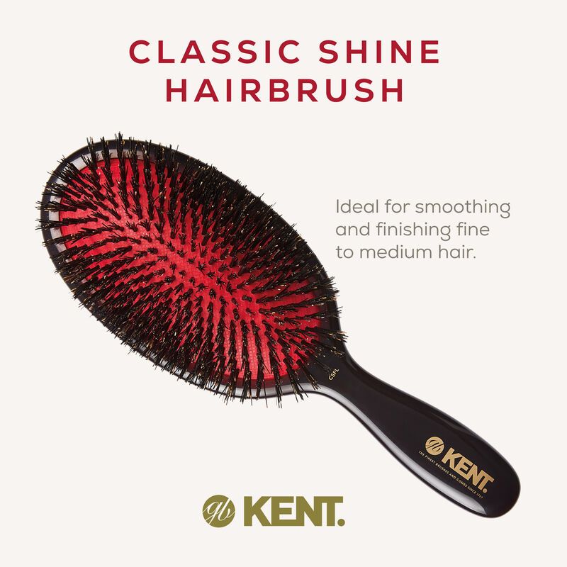 KENT Classic Shine Pure Black Bristle Hairbrush แปรงขนหมูป่าแท้100%  (Made in UK) แถมแปรงทำความสะอาด - รูปที่ 7