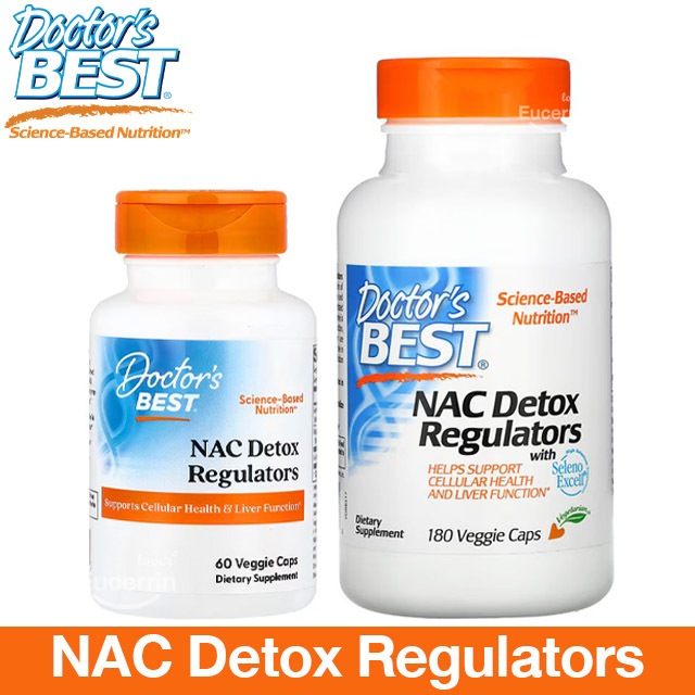 Doctor's Best NAC Detox Regulators 60 Veggie Caps สร้างกลูต้าไธโอน ผิวขาว กระจ่างใส บำรุงปอด บำรุงตับ