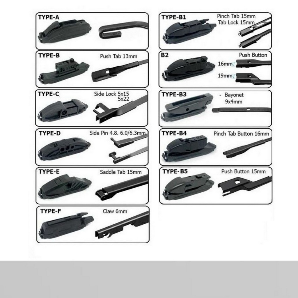 เฉพาะข้อต่อ Wiper Arm Adaptor (Type A B B1 B2 B3 B4 B5 C D E F) 1 Pair (2pcs)