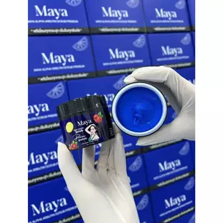 สครับมาญา MAYA สครับแบรนด์มายาและ สบู่มายา สครับกระปุกสีน้ำเงินสูตรอัลฟ่าอบูติน