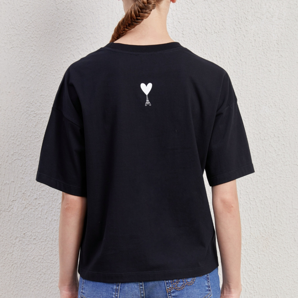 ELLE تيشيرت قصير قطن مطبوع جرافيك — صورة 3