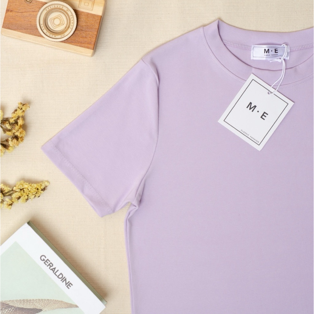 เสื้อยืดคอกลมแขนสั้น สีพื้น เนื้อนิ่ม ใส่สบาย ❤❤สีเข้าใหม่❤❤ ป้าย ME