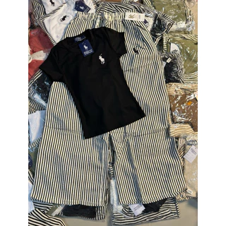 YY[พร้อมส่ง] เซ็ต2ชิ้น เสื้อปักม้า + กางเกงขายาวลายริ้ว ใส่ได้ทั้งชุด งานจริง