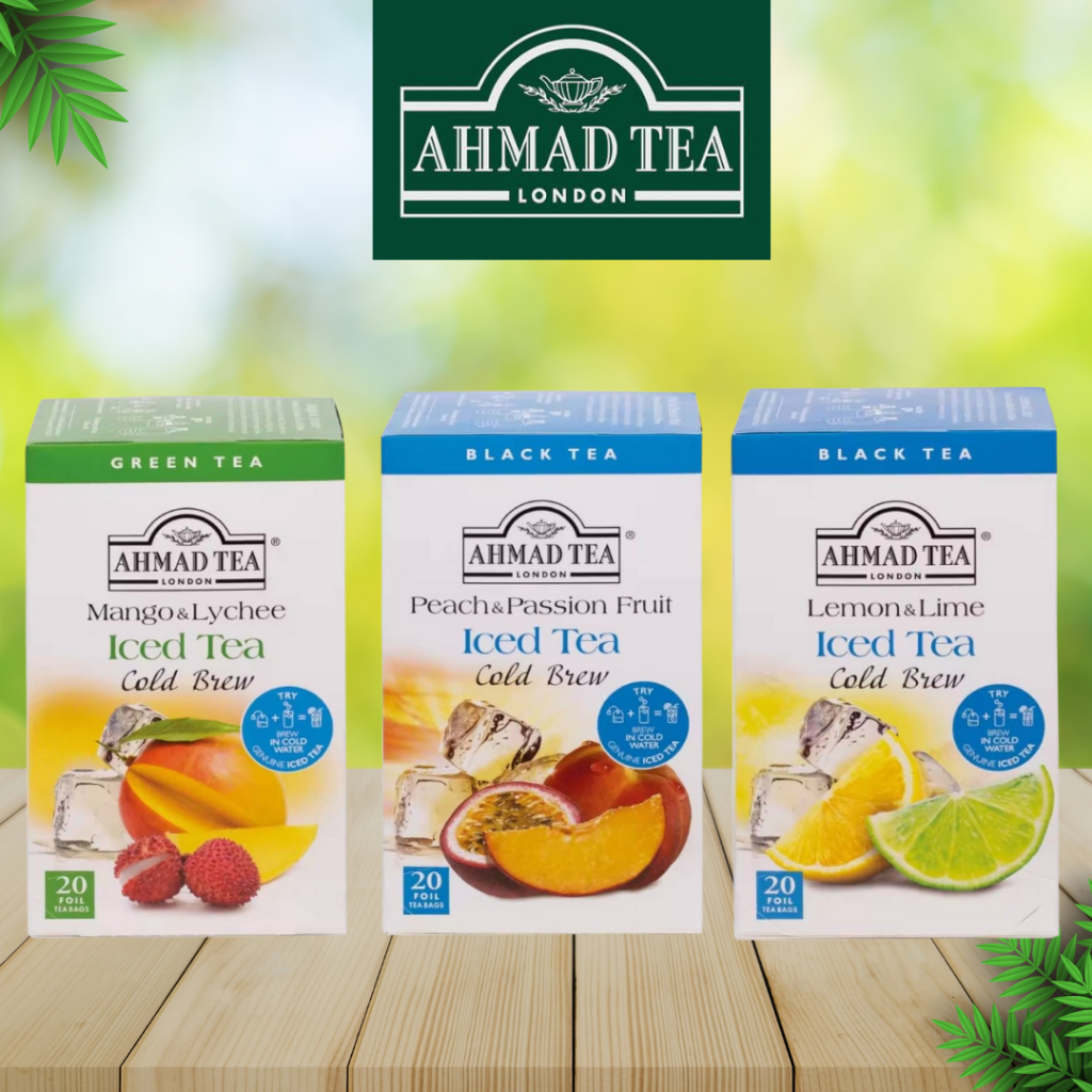 ชา AhmadTea ชาอะห์มัดที ชงเย็น สกัดเย็น รสมะม่วงลิ้นจี่ รสพีชและเสาวรส รสเลม่อนผสมมะนาว (20 ถุงชา)
