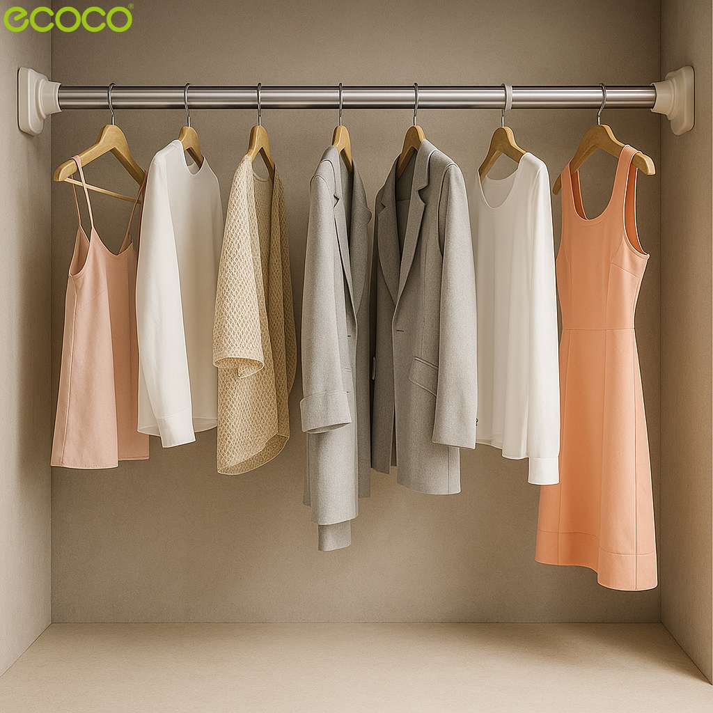 Ecoco ราวแขวนม่าน ราวตากผ้า ไม่ต้องเจาะผนัง ยืด-หดได้ มี 4 ขนาดให้เลือก ติดตตั้งง่าย