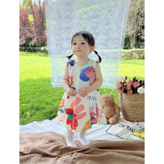 AY093 ชุดคู่แฟชั่นเด็ก พี่ชาย-น้องสาว เสื้อเชิ้ต+เดรส ลายเพ้นท์การ์ตูน สีสันสดใส ผ้านิ่ม ระบายอากาศดี